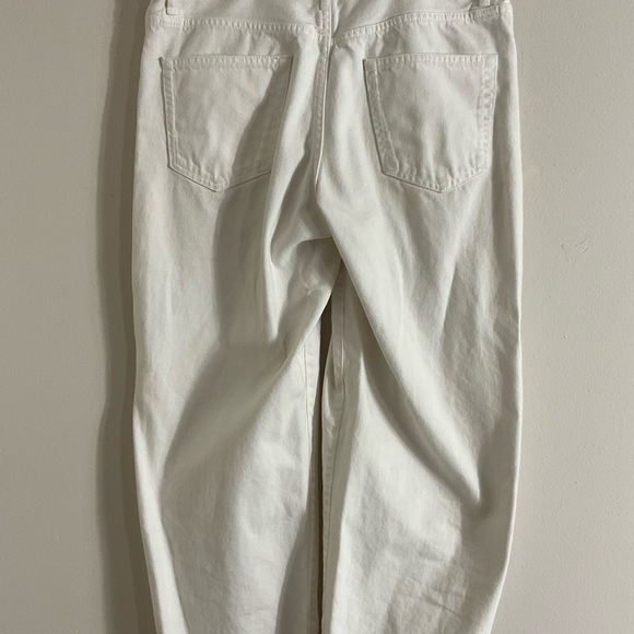 Zara Straight Wide Leg Women Size 8 White 5 Pocket Denim Jeans - Picture 2 of 7